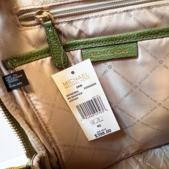 Michael Kors Erin Medium Backpack Pebbled Leather Evergreen main image 6